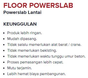 Keunggulan Panel Lantai Powerslab